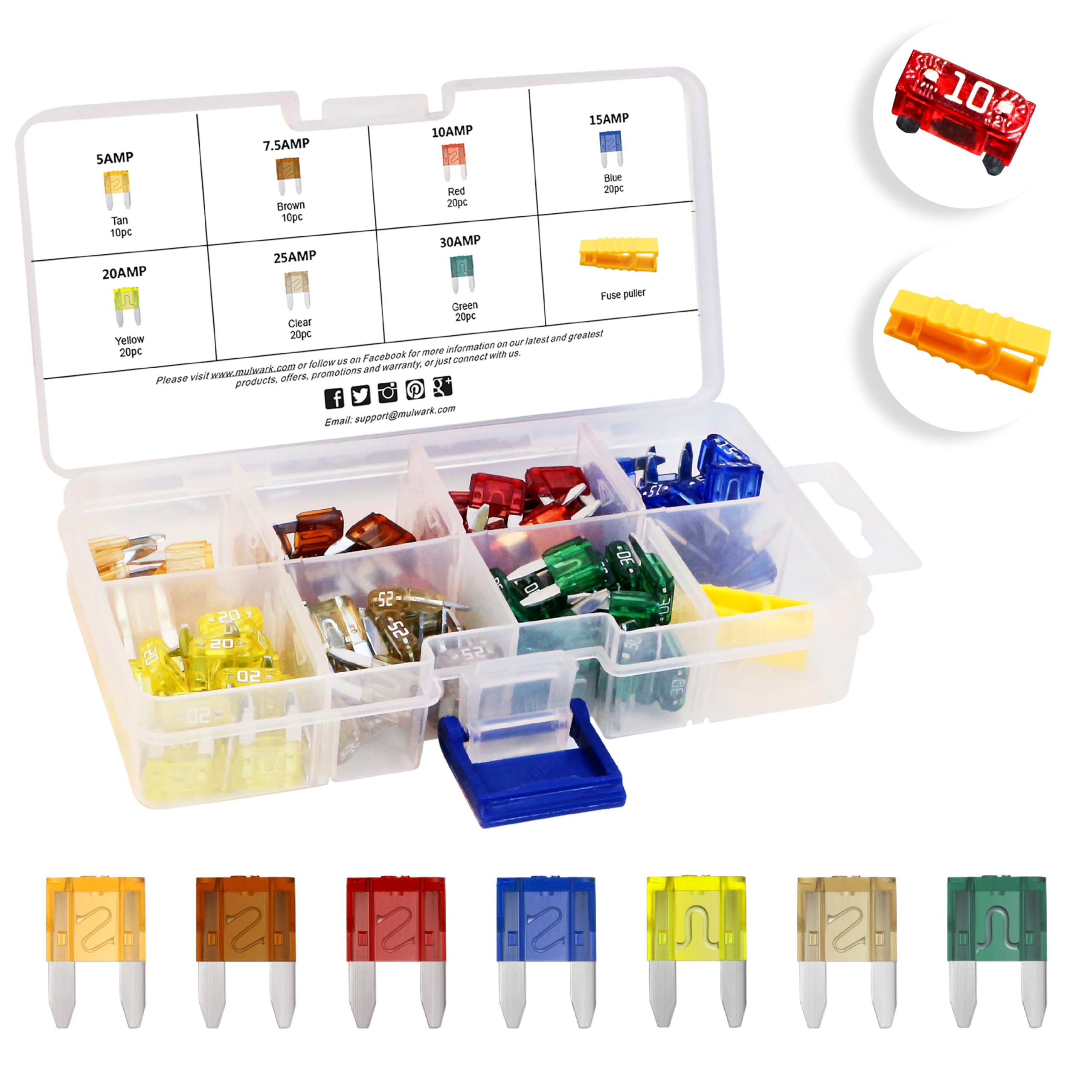 MulWark 120pcs Car Fuse Kit - Fuse Holder for Automotive Tools